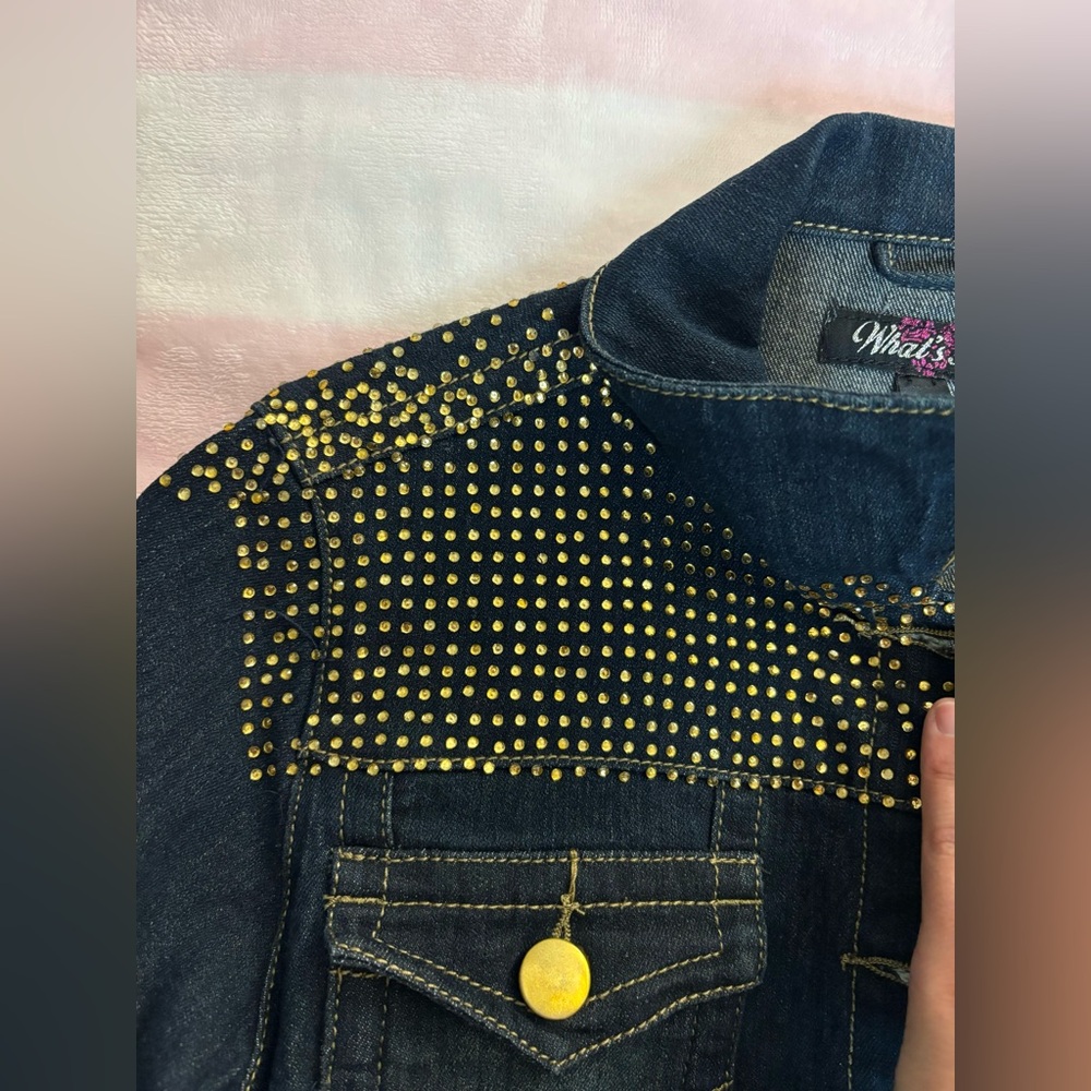 Gold Rhinestone Denim Jacket - Picture 8 of 10